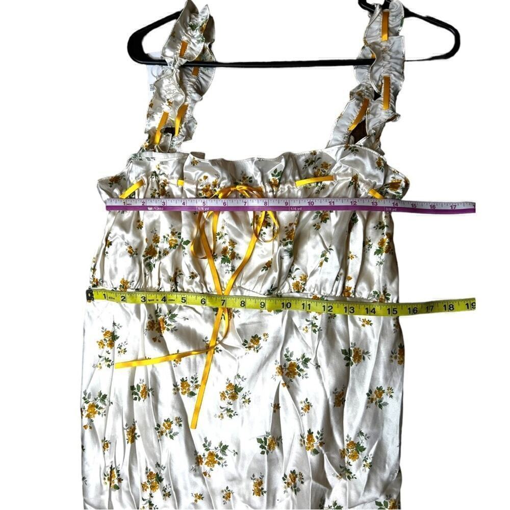 New Reformation Erdem Silk Floral Ruffled Dress Butter yellow - Picture 8 of 14